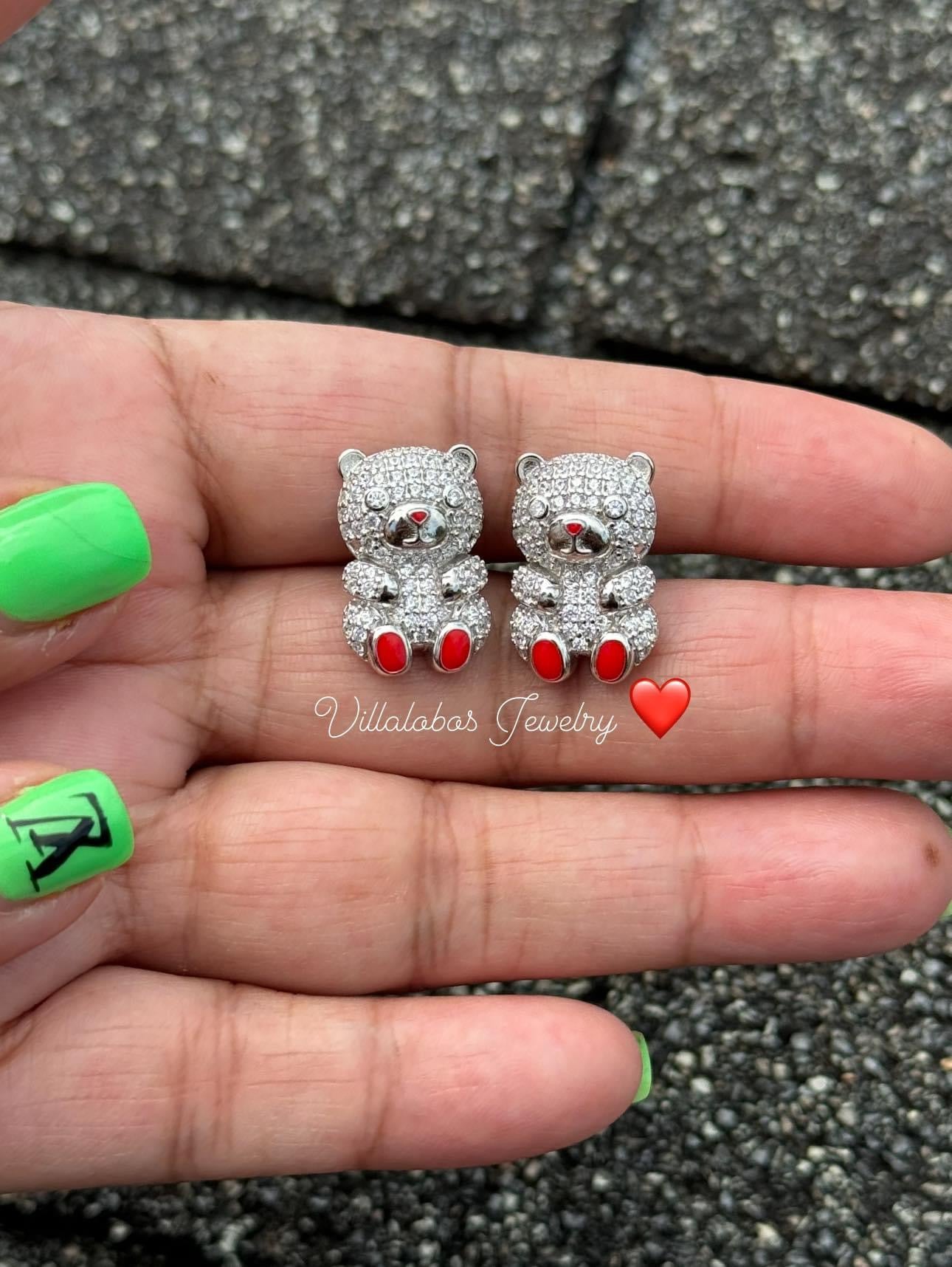 Red bear earrings
